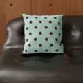 Square mint green throw pillowcase featuring a classic brown polka dot pattern design. - 35x35cm (Without Core) / Light Blue-Green Ground Brown Polka Dots