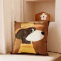 Retro Kissen mit Hundemotiv, weiches, gemuetliches Sofakissen fuer Wohnzimmer und Schlafzimmer. - 35x35 cm (Ohne Kissenkern) / SBZA050703