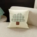 Mint green plaid throw pillow square cushion soft cover for home decor sofa bed room - 35x35cm (Without Core) / Grid Tree