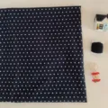 Dark blue fabric with white star print, cute photography background cloth for table decor. - 30x20 cm (Multifunctional Pot Mat) / SZBA003204