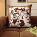 Vintage brown throw pillow variant, aesthetic sofa cushion cover with abstract retro floral print. - SBZA050408