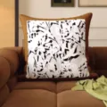 Vintage style retro throw pillow with abstract black white floral pattern for living room sofa. - SBZA050409
