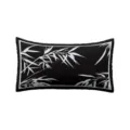 Modern Chinese style rectangular throw pillow cover with elegant black and white bamboo leaf print. - LZEW14