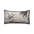 New Chinese lumbar throw pillow, black ink bamboo leaf pattern with dark border, soft home decor. - LZEW16