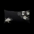 Black lumbar throw pillow with white magnolia print, modern Chinese sofa cushion. - LZEW19