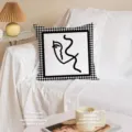 Fodera per cuscino pied-de-poule nero e bianco con viso d'arte astratta per divano casa. - QCW07
