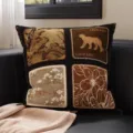 Vintage style throw pillow with retro leopard and floral multi-panel design for cozy sofa decor. - 35x35cm (Without Core) / LZCB02