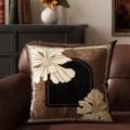 Vintage style throw pillow, black brown floral decorative cushion for sofa and bed. - 35x35cm (Without Core) / LZCB03