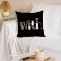 Black linen throw pillow cover with white text art for sofa bedroom car home decor. - 45*45cm (Pillowcase + Core) / QCW08