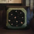 French retro vintage style throw pillow cover with elegant butterfly and bamboo pattern decor. - SBZA001511