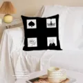 Fodera per cuscino decorativo nera con stampa d'arte minimalista a quattro griglie per la casa. - QCW18