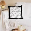 Fodera per cuscino arte astratta bianco e nero moderno decorazione per divano casa - QCW09