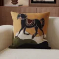 Vintage equestrian style throw pillow with horse design, luxury decorative sofa cushion. - SBZA038107