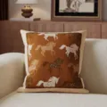 Retro luxury style decorative throw pillow for living room sofa, vintage horse print cushion. - SBZA038108