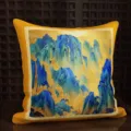 Chinese style landscape pattern throw pillow cushion for luxury living room sofa decor SKU. - Landscape Painting (MAKH08)