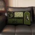 Mid-Century Green Retro Sofa Pillow Chinese Luxury Vintage Decorative Lumbar Cushion for Bed - MAJW07