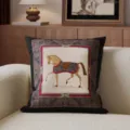 Vintage equestrian print throw pillow, luxury vintage style sofa cushion and bed decorative pillow. - SBZA038109
