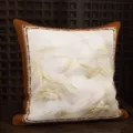 Luxury Chinese landscape decorative pillow, elegant gold mountain pattern square sofa cushion - Landscape Painting (MAKH09)