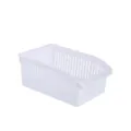 Weißer japanischer schräger Aufbewahrungskorb aus Kunststoff für die Küche im Kühlschrank - Niedriger Stil (26x17.5x12cm) / Weiß