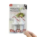 Confezione da due beccucci versatori in plastica bianca per bottiglie di soia con leve rosse - Rosso (Set di 2)