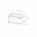 Kleine transparente rechteckige Aufbewahrungsbox mit weißem Deckel, Maße 14x10x7cm - Kleine Stapelbare Transparente Box Mit Weißem Deckel
