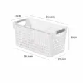 Narrow medium white perforated plastic storage basket with handles 34.5x17x16cm - Medium Narrow Basket / White