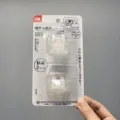 Weißes 2er-Set japanische Klebe-Vorhangstangenclips für die bohrfreie Wandmontage - Spurenloser Aufklebertyp / 2 Stück/Set / Transparent