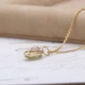 Close-up detail of double-sided rose quartz and prehnite pendant in gold setting - Pendant Only (Without Chain) / 925 Silver