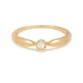 Eleganter 925er Sterling Silber Ring vergoldet mit einem zentralen natürlichen Mondstein - Größe 5 / Mondstein-Ring