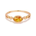 Vintage gold plated S925 silver ring featuring natural oval amber chalcedony stone - Size 5 / Amber
