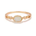Vintage S925 sterling silver ring with oval pale green chalcedony and gold finish - Size 5 / Light Blue (Labradorite + Blue Chalcedony)