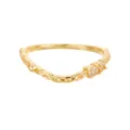 Elegante anillo en V de plata de ley S925 chapado en oro con piedras de labradorita natural - Talla 5 (US) / Labradorita en V / Anillos combinables con labradorita 3155