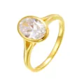 Klassischer S925 Silberring mit ovalem Carbon-Diamanten für die Verlobung - Größe 5 / Oval-Stil (DL-028) / 14K Gold Beschichtet