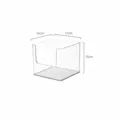 Detailed dimension view of transparent acrylic storage box with side U-opening 16x17x15cm - 16cm x 17cm x 15cm