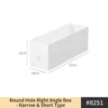 Caja organizadora blanca estrecha y baja con orificio redondo, dimensiones 32x10x12cm - 32x10x12cm