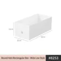 Caja de almacenamiento rectangular blanca con orificio de asa, modelo ancho y bajo 32x15x12cm - 32x15x12cm