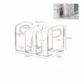 Clear acrylic 3-slot desk organizer and bookend with detailed product dimensions - Small 3-Compartment Bookend / 1 Piece