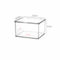 Transparente PET-Aufbewahrungsbox mit Klappdeckel und Maßen für den Schreibtisch - Kurz Groß