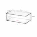 Transparente PET-Aufbewahrungsbox mit Klappdeckel und deutlichen Maßangaben für Tisch - Langer Mittlerer Stil