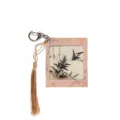 Chinese style bamboo PET transparent photo frame keychain with elegant gold tassel hook. - Ink Bamboo Pattern