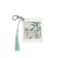 Chinese style PET slide keychain with tassel, traditional art botanical pendant gift accessory. - Ten Floral Prints