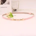 Elegante roze smalle dames tailleceintuur met parel gouden gesp voor jurk truien dagelijks - Roze