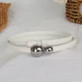 Cintura sottile bianca da donna con fibbia argentata sferica per vestiti e maglioni chic - Bianco Fibbia Argentata