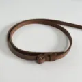 Slim brown leather belt for women, minimalist adjustable strap for dresses and sweaters daily wear. - Caramel (Strap Only)