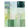 Green mixed material scrapbook paper pack with lace mesh and buttons for DIY journaling crafts. - Evening Breeze in the Forest