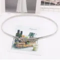 Catena vita elastica in metallo sottile argento con fibbia strass a foglia per vestito - 70cm / Argento