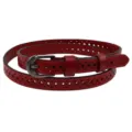 Cintura Donna Cuoio Rosso Traforata Sottile Pelle di Mucca per Vestiti e Jeans - Rosso / 100cm
