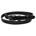 Cintura da donna in vera pelle nera con intagli geometrici e fibbia in metallo elegante. - Nero / 100cm