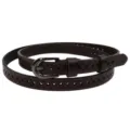 Donna cintura sottile vera pelle traforata marrone abito jeans punto vita accessorio - Caffè / 100cm