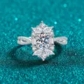 Lussuoso anello in argento sterling S925 con moissanite e design a forma di fuoco d'artificio - n.9 / Stile Moissanite 1 Carato